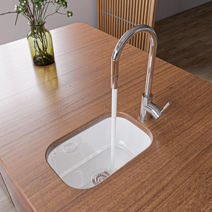 ALFI brand Single Hole Pull Down Stainless Steel Kitchen Faucet AB2028