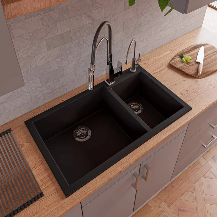 ALFI brand Square Kitchen Faucet with Black Rubber Stem ABKF3023