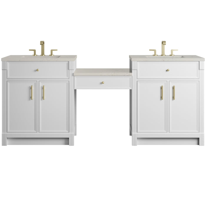 James Martin Bellshire 84" Double Bathroom Vanity, Bright White