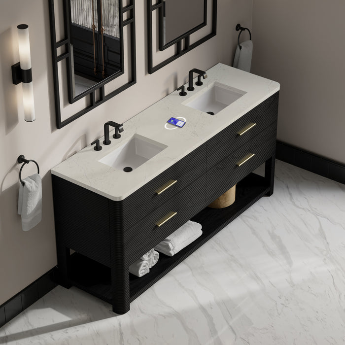 James Martin Lucian 72" Double Bathroom Vanity, Carbon Oak