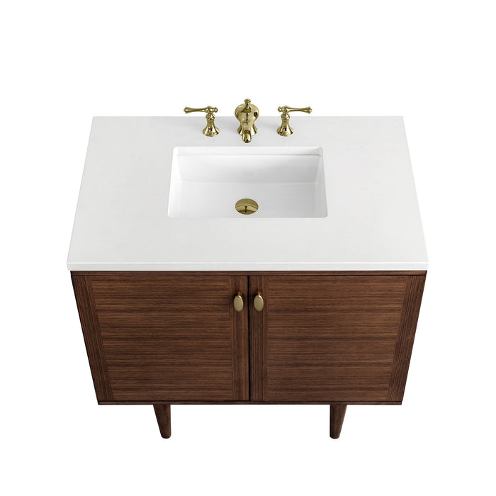 James Martin Amberly 36" Dual Mount Single Bathroom Vanity, Mid-Century Walnut