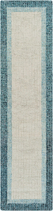 Padada Green Bordered Cream Wool Rug