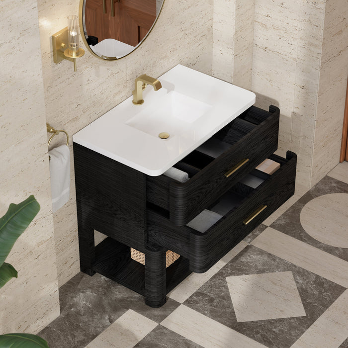 James Martin Lucian 36" Single Bathroom Vanity, Carbon Oak
