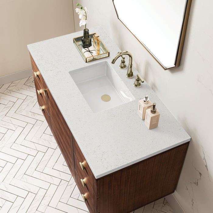 James Martin Amberly 48" Dual Mount Single Bathroom Vanity, Mid-Century Walnut