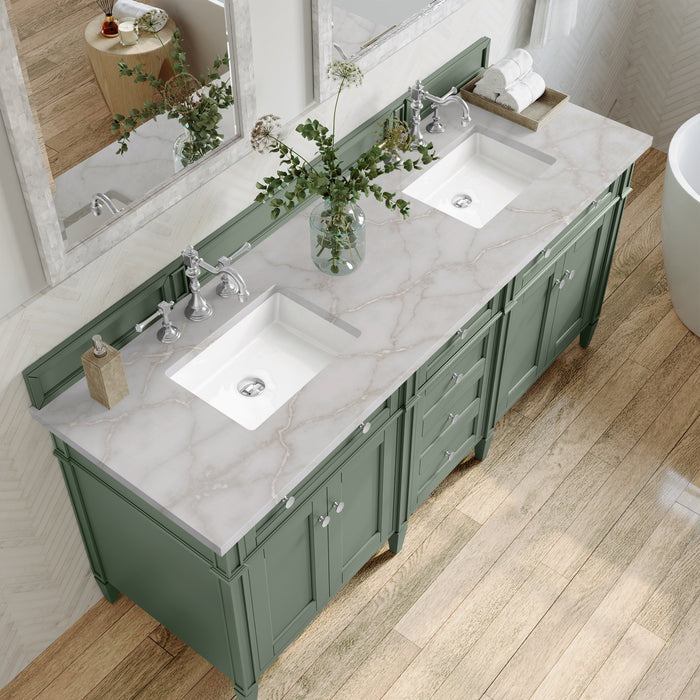 James Martin Brittany 72" Double Bathroom Vanity, Smokey Celadon