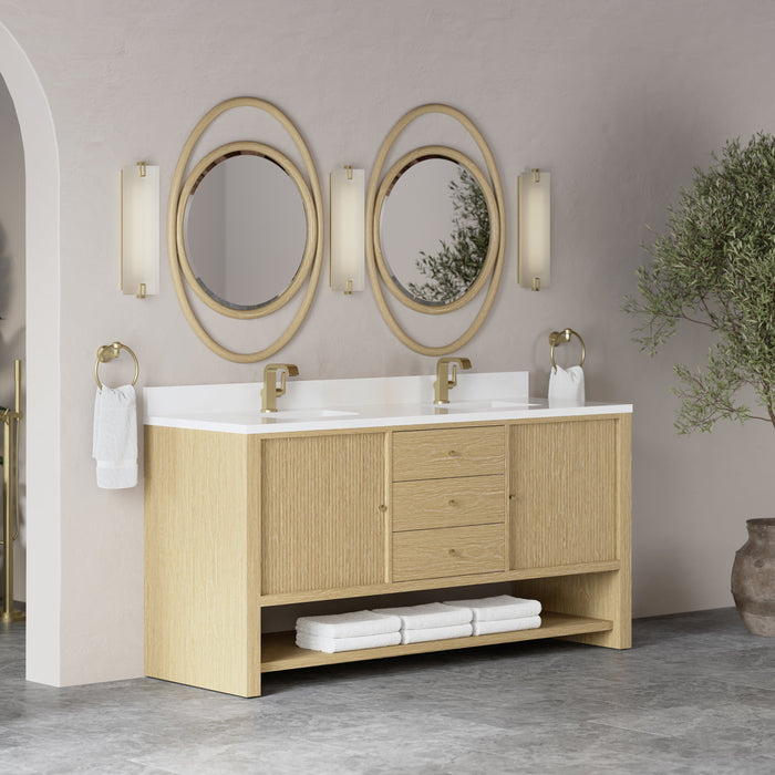 James Martin Marigot 72" Double Bathroom Vanity, Sunwashed Oak