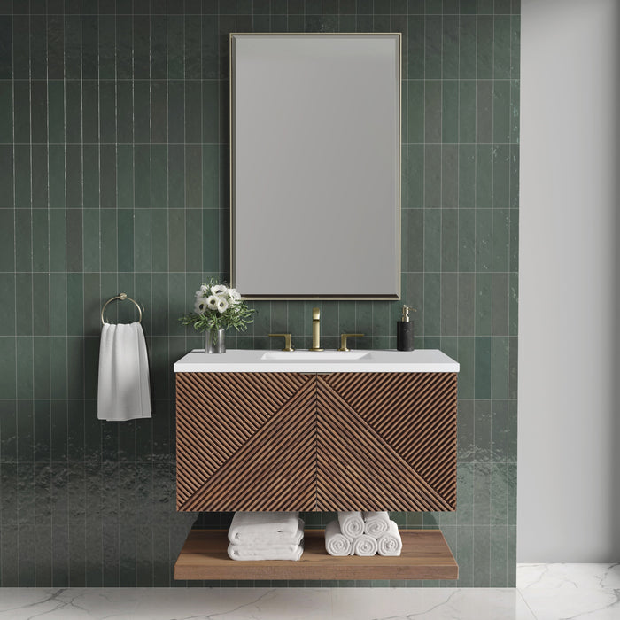 James Martin Marcello 36" Floating Single Bathroom Vanity, Chestnut