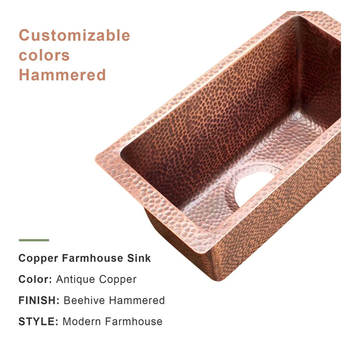 Akicon Custom Handmade Copper Bar Sink Rustic Kitchen Prep Sink — AKS513-C
