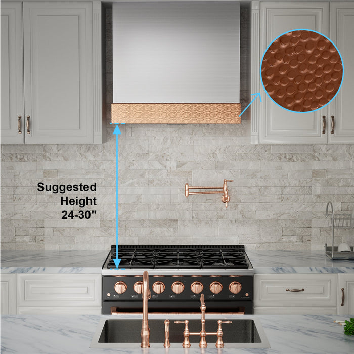 Akicon 30" Stainless Steel Wall Mount Range Hood with 600 CFM Vent Hood — AK-HS30HD-BSC-48