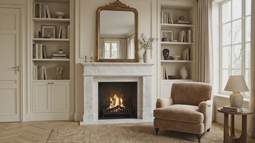Carrara White Marble Fluted Fireplace Mantel Polished (L)70" (H)52" (D)7"