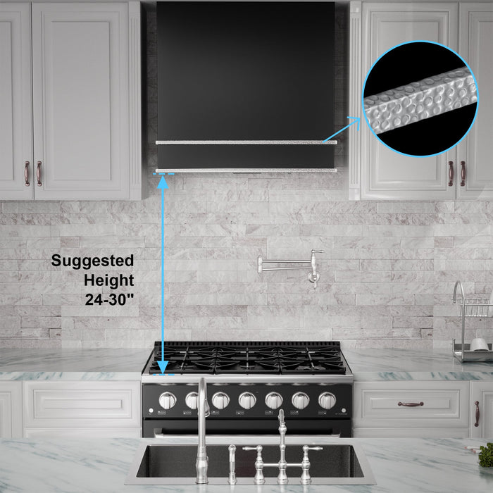 Akicon 30" Stainless Steel Wall Mount Range Hood with 600 CFM Vent Hood — AK-HS30HB-JBN-48