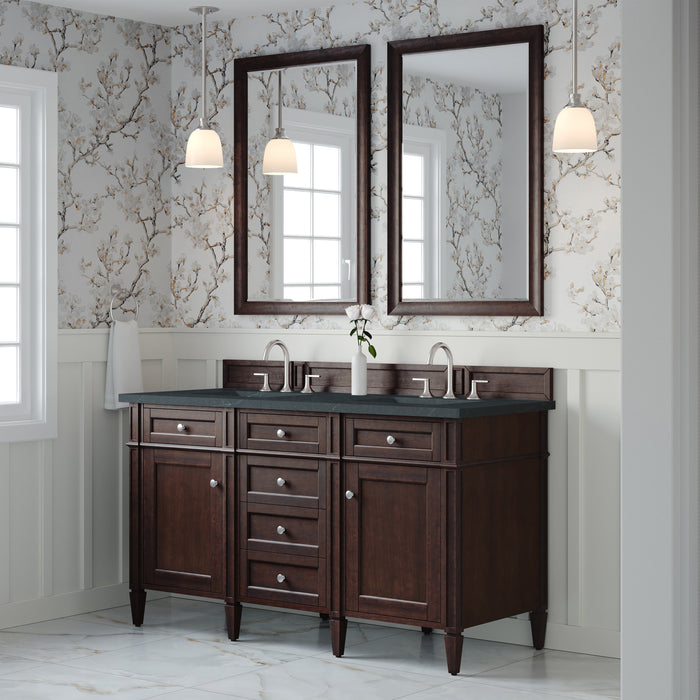 James Martin Brittany 60" Double Bathroom Vanity, Burnished Mahogany