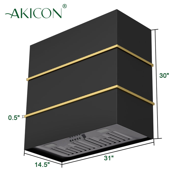 Akicon 30" Stainless Steel Wall Mount Range Hood with 600 CFM Vent Hood — AK-HS30HC-JBG-48