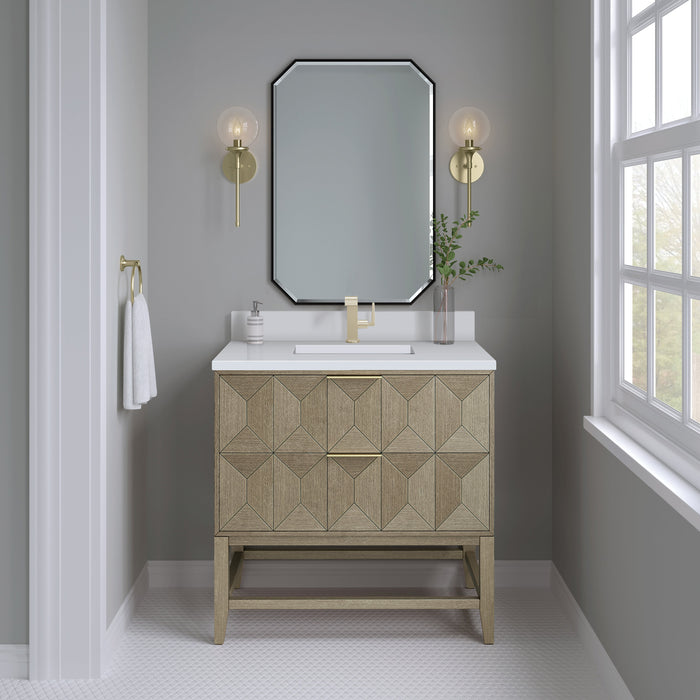 James Martin Emmeline 36" Single Bathroom Vanity, Pebble Oak