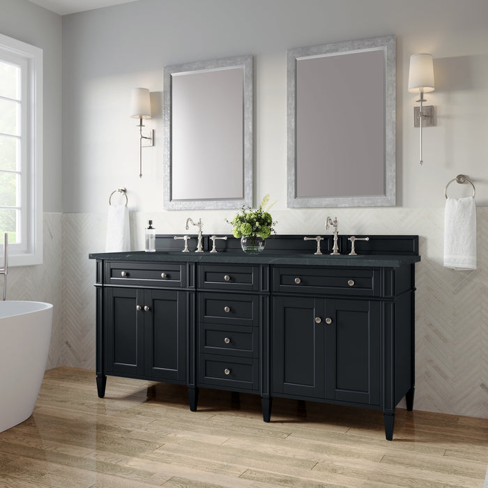 James Martin Brittany 72" Double Bathroom Vanity, Black Onyx