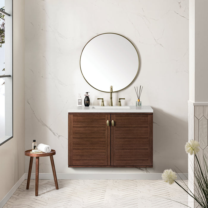 James Martin Amberly 36" Dual Mount Single Bathroom Vanity, Mid-Century Walnut