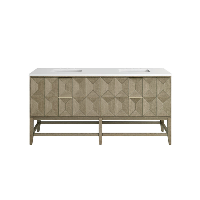 James Martin Emmeline 72" Double Bathroom Vanity, Pebble Oak