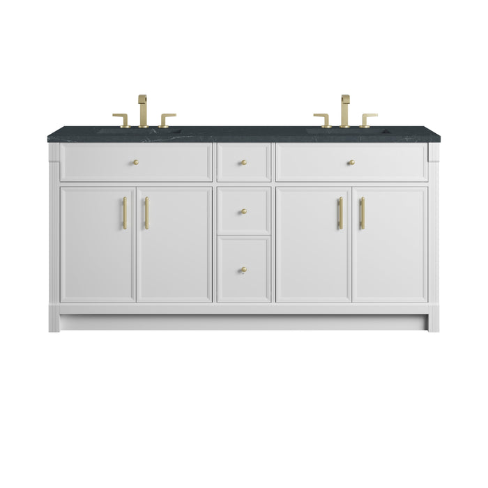 James Martin Bellshire 72" Double Bathroom Vanity, Bright White
