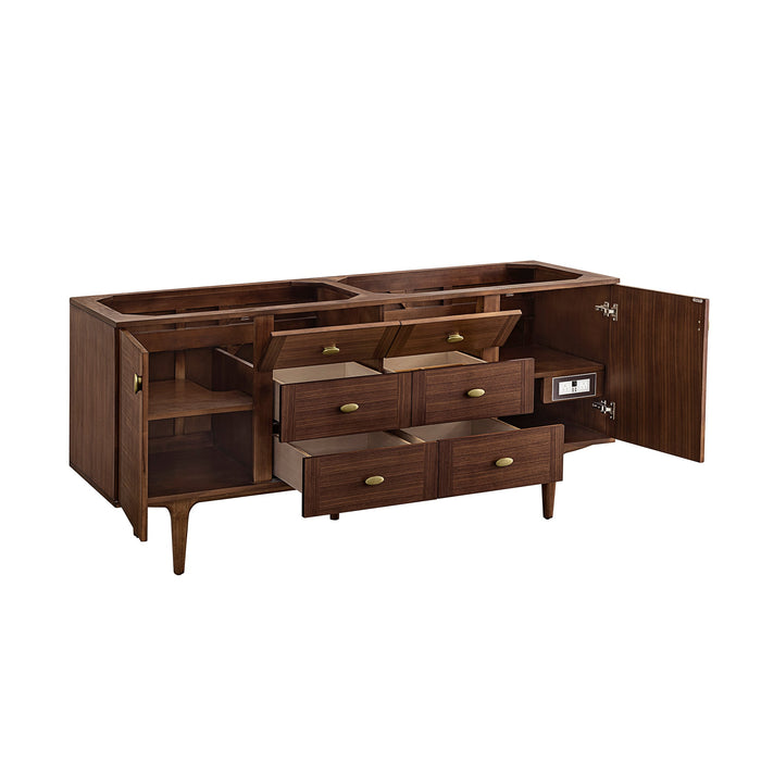 James Martin Amberly 72" Dual Mount Double Bathroom Vanity, Mid-Century Walnut