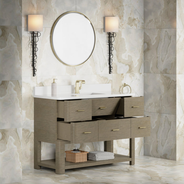 James Martin Lucian 48" Single Bathroom Vanity, Pebble Oak