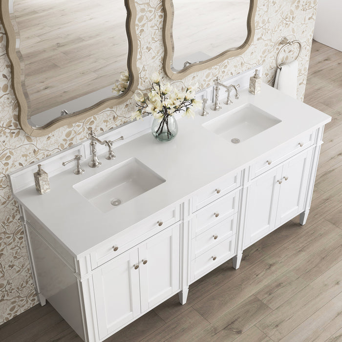 James Martin Brittany 72" Double Bathroom Vanity, Bright White