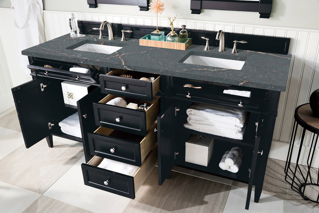 James Martin Brittany 72" Double Bathroom Vanity, Black Onyx