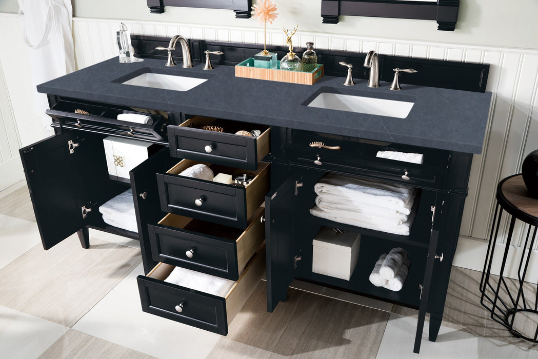 James Martin Brittany 72" Double Bathroom Vanity, Black Onyx