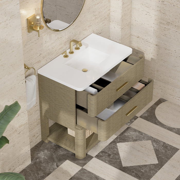 James Martin Lucian 36" Single Bathroom Vanity, Pebble Oak