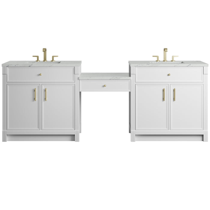 James Martin Bellshire 96" Double Bathroom Vanity, Bright White