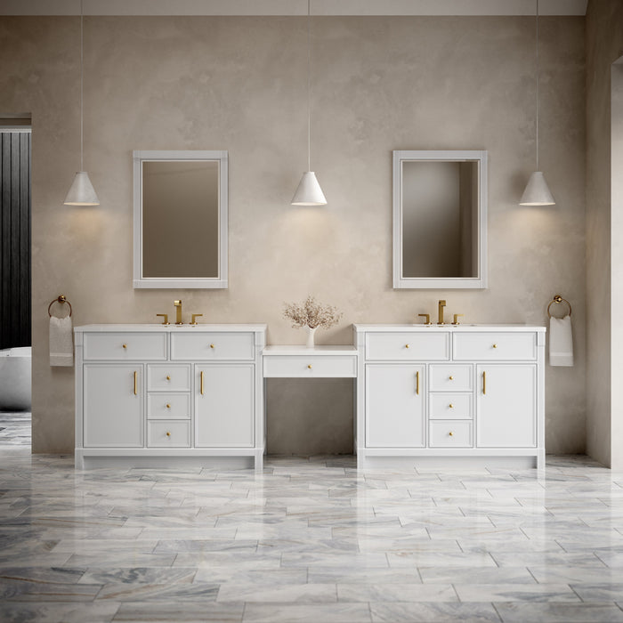 James Martin Bellshire 120" Double Bathroom Vanity, Bright White