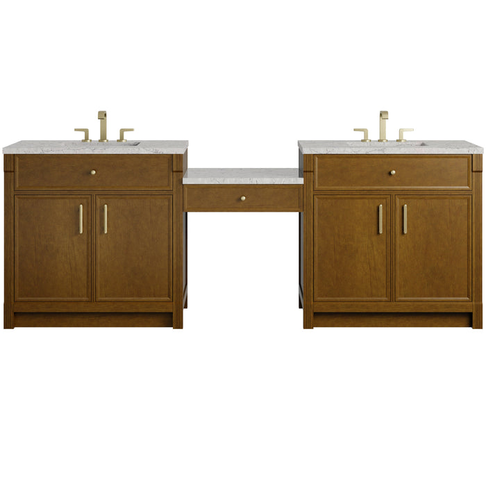 James Martin Bellshire 96" Double Bathroom Vanity, Honey Oak