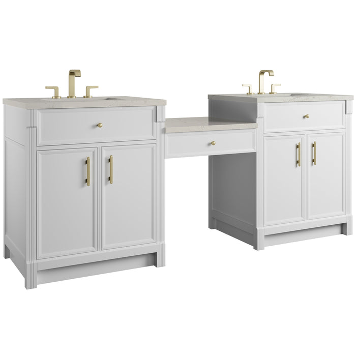 James Martin Bellshire 84" Double Bathroom Vanity, Bright White