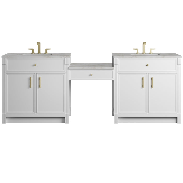 James Martin Bellshire 96" Double Bathroom Vanity, Bright White