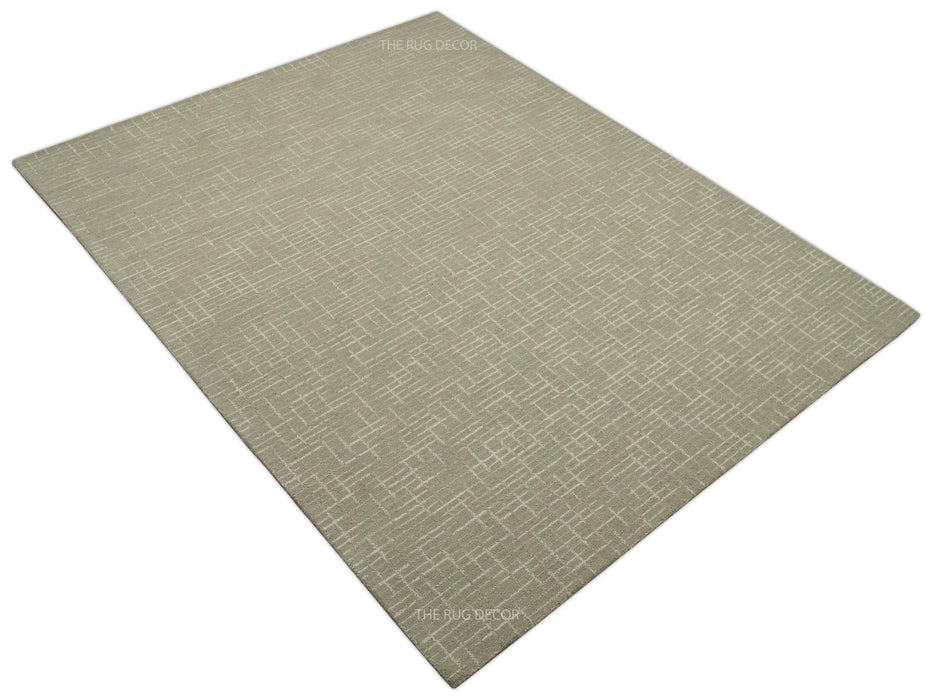 Quick Ship 8x10, 9x12 Beige Contemporary Hand Tufted Wool Rug