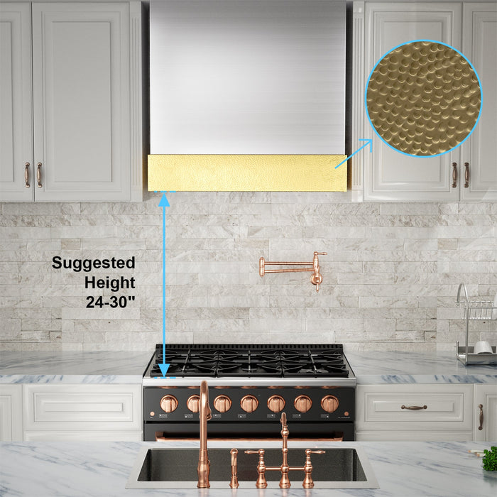 Akicon 30" Stainless Steel Wall Mount Range Hood with 600 CFM Vent Hood — AK-HS30HD-BSG-48