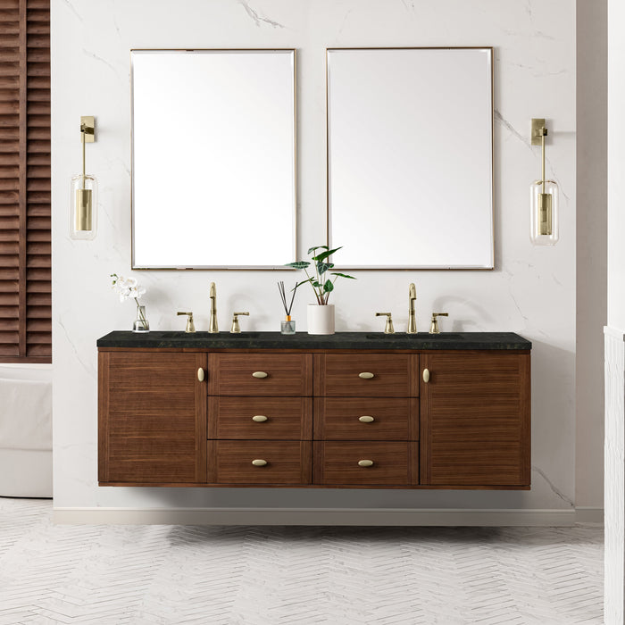 James Martin Amberly 72" Dual Mount Double Bathroom Vanity, Mid-Century Walnut