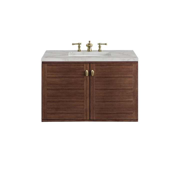 James Martin Amberly 36" Dual Mount Single Bathroom Vanity, Mid-Century Walnut