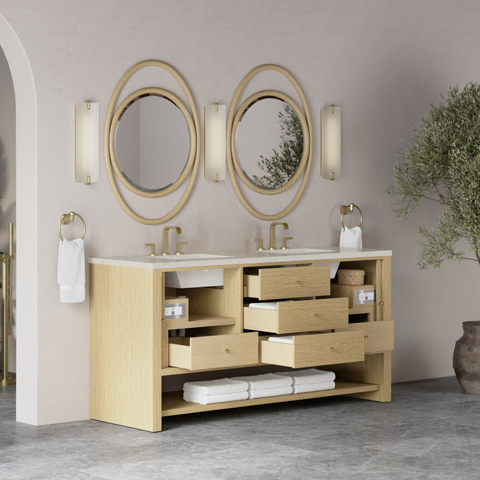 James Martin Marigot 72" Double Bathroom Vanity, Sunwashed Oak