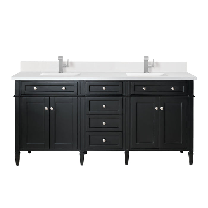 James Martin Brittany 72" Double Bathroom Vanity, Black Onyx