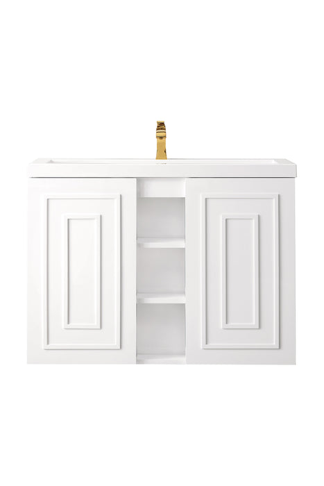 James Martin Alicante' 39.5" Floating Single Bathroom Vanity, Glossy White