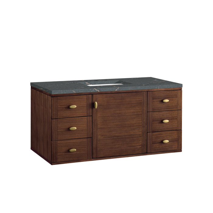 James Martin Amberly 48" Dual Mount Single Bathroom Vanity, Mid-Century Walnut