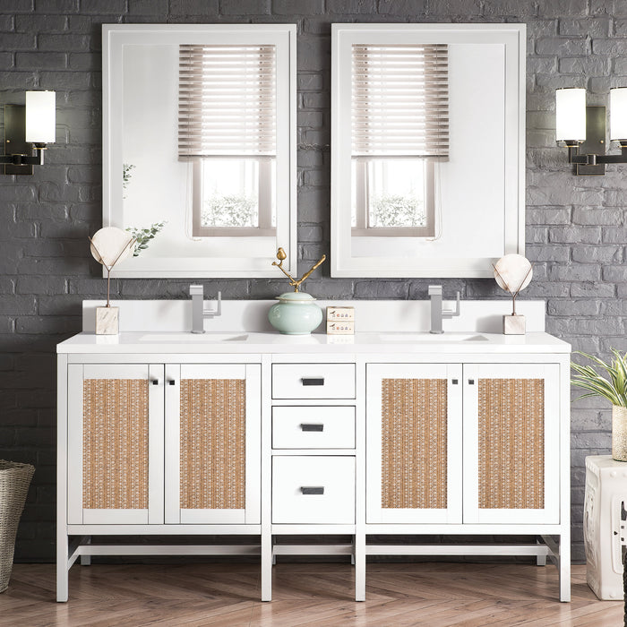 James Martin Addison 72" Double Bathroom Vanity, Glossy White