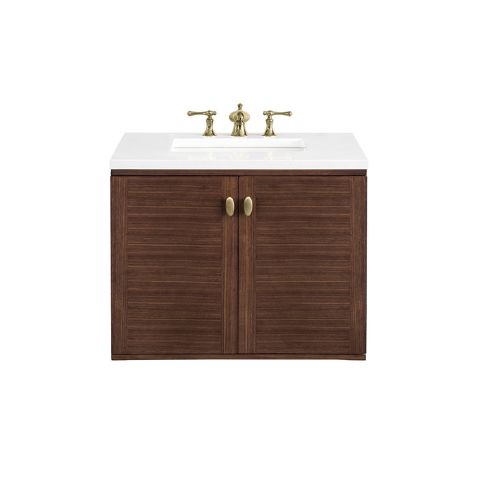 James Martin Amberly 30" Dual Mount Single Bathroom Vanity, Mid-Century Walnut