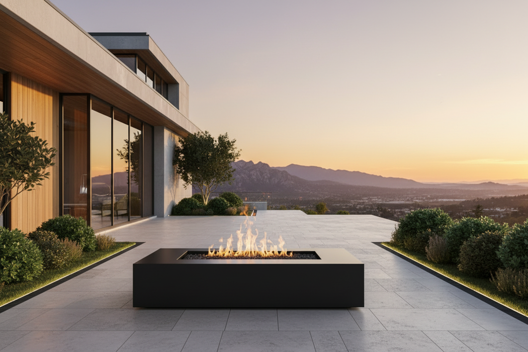 Rectangular Steel Fire Pit Table