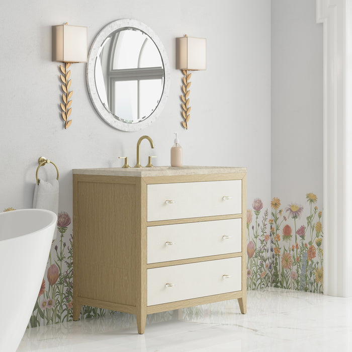 James Martin Celeste 36" Single Bathroom Vanity, Sunwashed Oak with Embossed Shagreen Drawer Fronts
