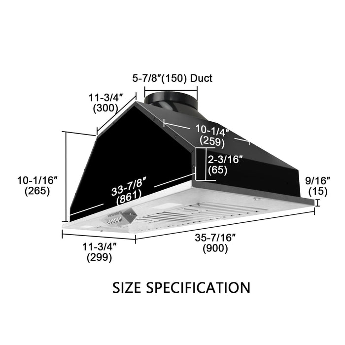 Akicon 36" Stainless Steel Range Hood with 600 CFM Insert & 6-Burner Gas Range Combo – Powerful Ventilation, Convection Oven, Multiple Finishes