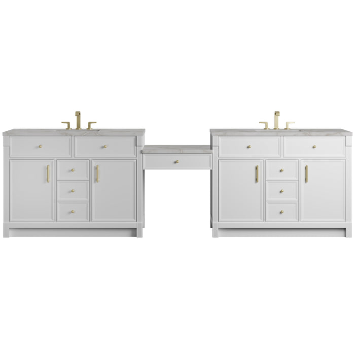 James Martin Bellshire 120" Double Bathroom Vanity, Bright White