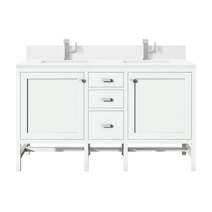 James Martin Addison 60" Double Bathroom Vanity, Glossy White