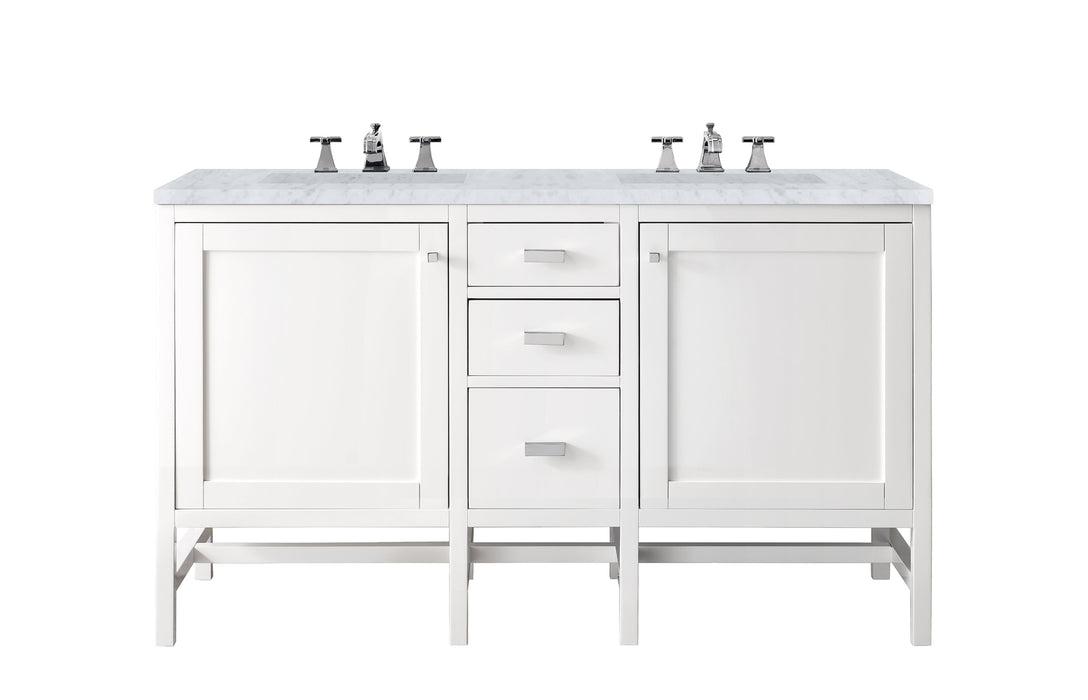 James Martin Addison 60" Double Bathroom Vanity, Glossy White