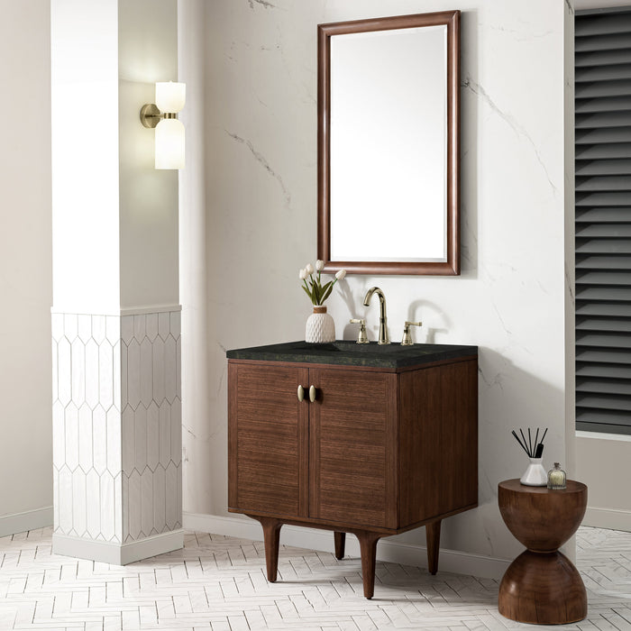 James Martin Amberly 30" Dual Mount Single Bathroom Vanity, Mid-Century Walnut
